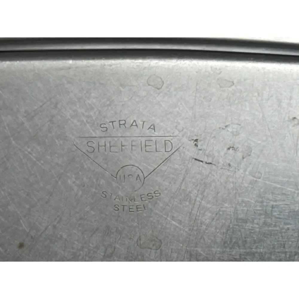 Vintage MCM Strata Sheffield USA Stainless Steel Butter Dish w/ Lid